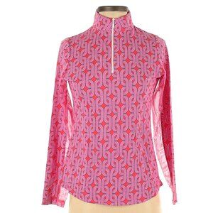 Ibkul Shirt Womens XL  Long Sleeve Geo Print UPF50 Mesh Vent 1/4 Zip